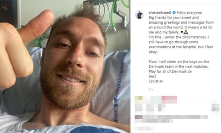 Christian Eriksen posted a message on Instagram after his cardiac arrest, thanking fans for their support.