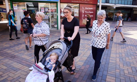Tracey Draycott, her daughter Jessica Taylor, great granddaughter and her mother Wendy shopping in Stockport.