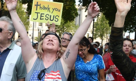 People attend a Let Us Worship protest in Wisconsin in September.