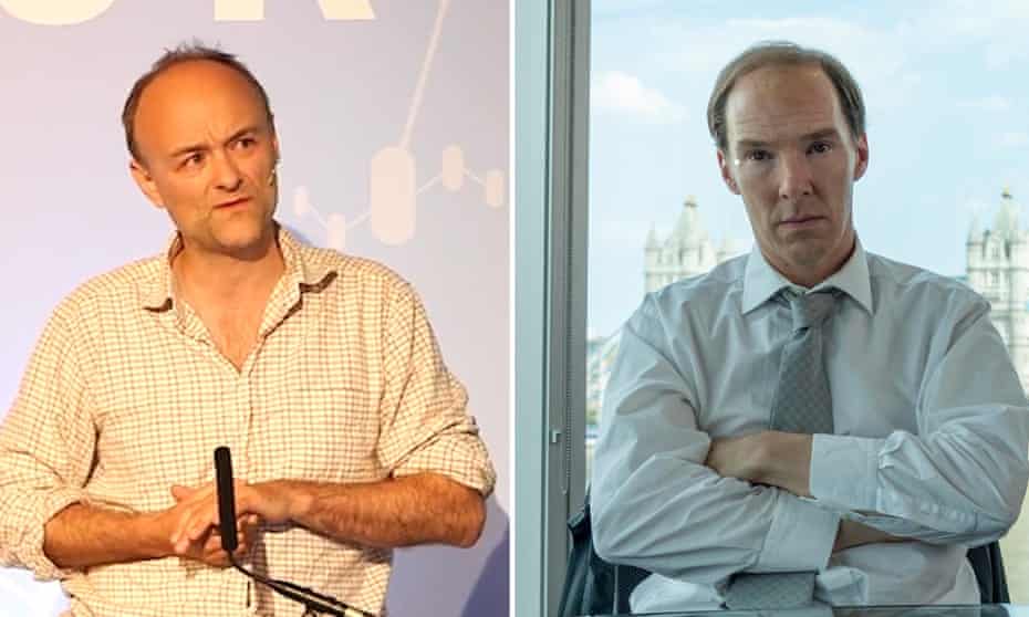 Dominic Cummings, left, and him portrayed by Benedict Cumberbatch