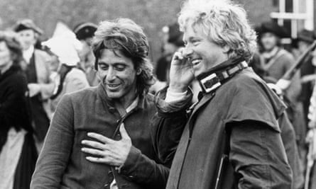 Hugh Hudson with Al Pacino on the set of Revolution (1985), which was excoriated by the critics. Hudson came to be sanguine about the experience.