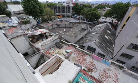 View of the rooftop at Abraham Gonzales 31, where Modotti moved after Weston left Mexico. Residents used to call the dilapidated building the ‘Tower of Pisa’.