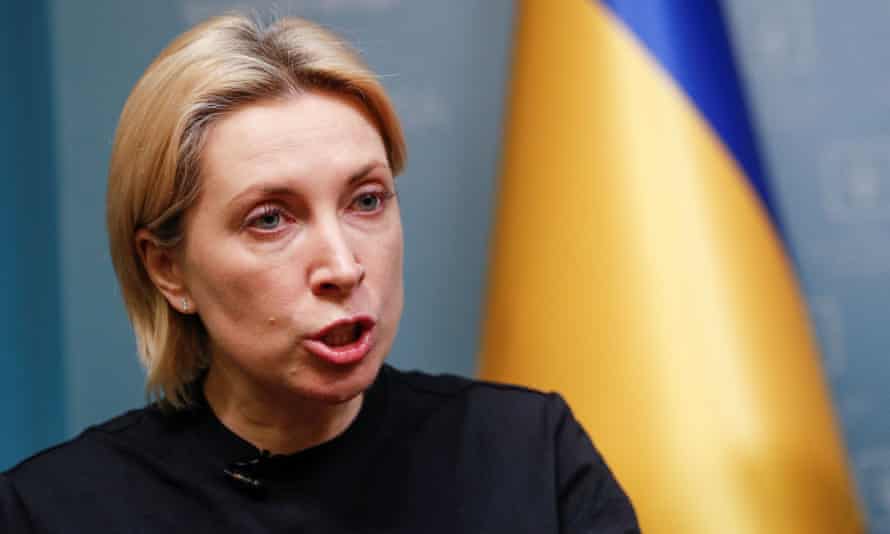 Iryna Vereshchuk speaks during an interview with Reuters in Kyiv