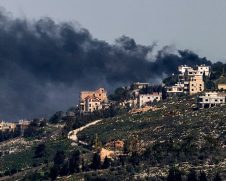 Smoke rises from site of Israeli airstrike on town in southern Lebanon.
