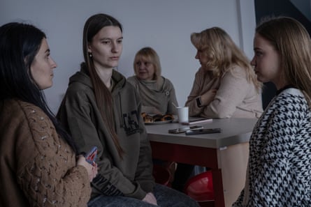 Herashchenko stands with several other women