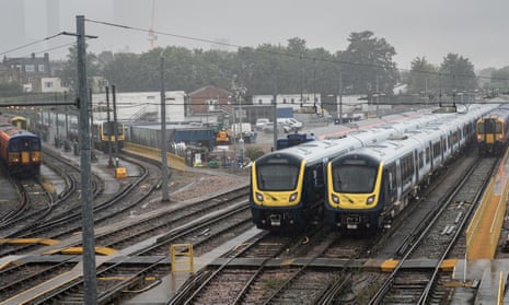 Trains parked up at Clapham Junction station, London, earlier this month.