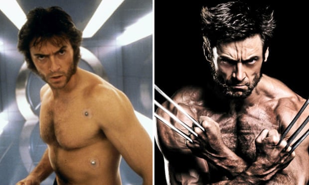Hugh Jackman as Wolverine in X-Men (2000) and in The Wolverine (2013)