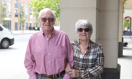 Ken and Edna Cox outside a local pub in Cambourne.