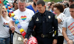 Orlando mayor Buddy Dyer and police chief John Mina at a memorial service for victims