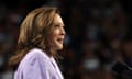 close-up of woman who is Kamala Harris wearing light purple suit