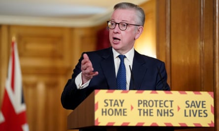 Michael Gove speaking astatine a Covid briefing successful Downing Street successful May 2020.