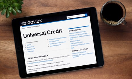 Universal credit section of the gov.uk website on an iPad
