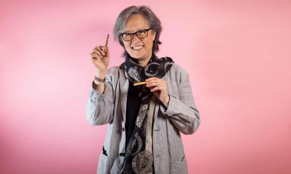 Ruth Ozeki with the fountain pen she wears as a necklace.