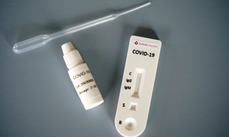 Components of a Covid-19, blood test that Surescreen Diagnostics based in Derby claims can give a result in 10 minutes