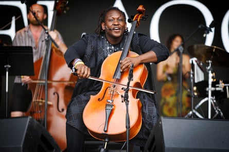 Abel Selaocoe performs on Glastobury’s West Holts Stage in June 2025.