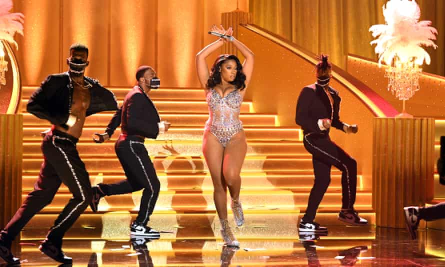 Megan Thee Stallion performs onstage during the 63rd Annual Grammy Awards at Los Angeles Convention Center on March 14, 2021.
