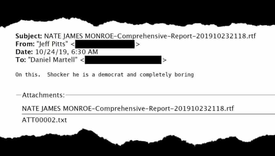 Image of an email header with the subject line reading 'Nate James Monroe - Comprehensive report'.
