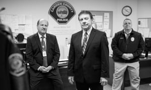 Cold Cases.<br>3/14/16 Left to right, Joe Forte, consultant, Marty Devlin, consultant and Detective Shawn Donlon of the Cold Case Unit in their Camden County Police Department office. Camden, New Jersey.
Photograph by Joshua Bright
