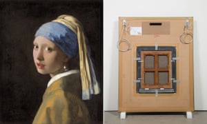 The Guardisn - Johannes Vermeer’s Girl with a Pearl Earring (1665) and Vik Muniz’s replica of its back for his Verso exhibition (2016). https://www.theguardian.com/artanddesign/2016/jun/16/revealed-worlds-famous-paintings-exhibition-vik-muniz-verso-mauritshuis