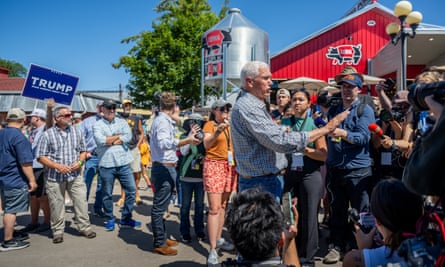 There were also some Trump supporters in the crowd as former vice-president Mike Pence visited the Iowa state fair on Friday