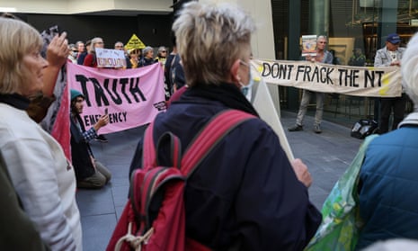 A protest outside the Empire Energy offices in Sydney in May
