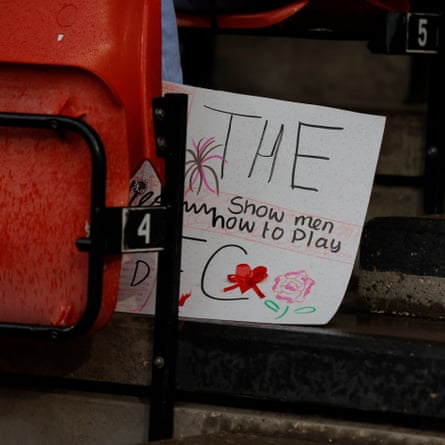 A message on a banner made by an England fan in the stands during the Women’s Rugby World Cup 2025 semi-final match between England and France at Ashton Gate.