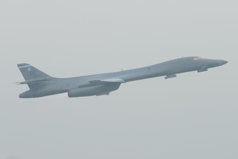 A B-1 bomber takes off from RAF Fairford in Fairford, England, on 29 September 2026.