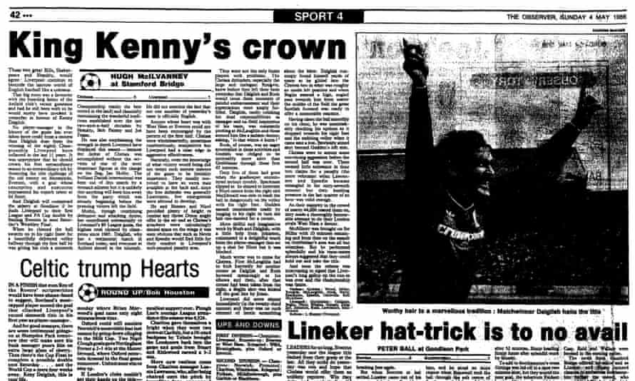 How the Observer reported Liverpool’s 1986 title win.
