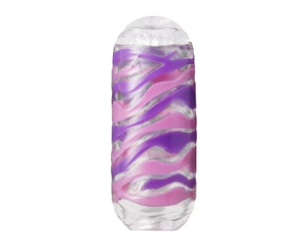 A Tenga Arte reusable penile stimulating sleeve with a purple and pink wave pattern.