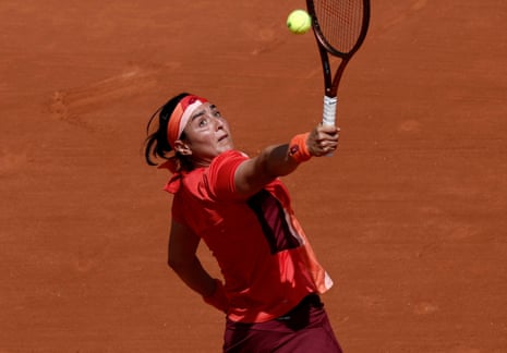 Ons Jabeur in action during her French Open first round victory over Lucia Bronzetti.