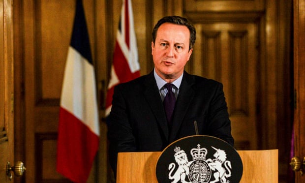 David Cameron delivering a statement after the Paris attacks.