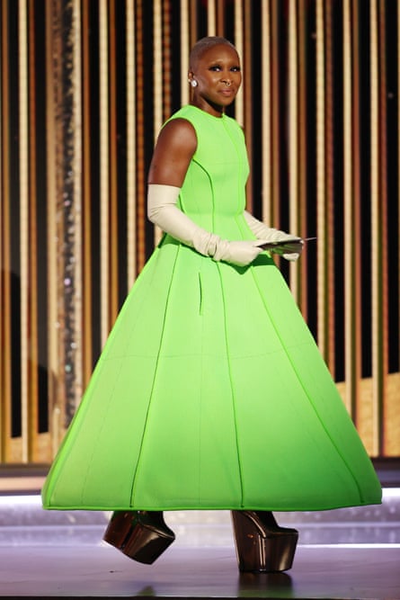 green dress golden globes @olandria at the Golden Globes wearing Christian Siriano., Green corset gown with a flared skirt. Simple, dope, and elegant., Getty Images, #GoldenGlobes2026 #GoldenGlobes #RedCarpetFashion
