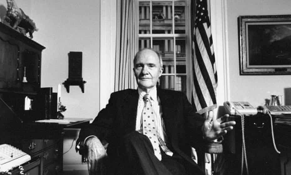 Brent Scowcroft in his office at the White House. The US’s signing of the Start II treaty with Boris Yeltsin in 1993 and his accumulated moves to reduce nuclear instability will probably be Scowcroft’s most enduring legacy. 