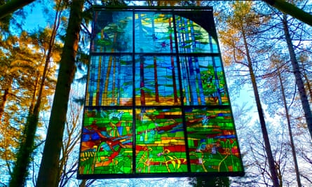  stained-glass artwork lit by sunshine