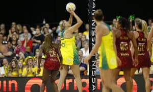 Donnell Wallam of the Diamonds shoots during the netball match between the Australian Diamonds and the England Roses at Newcastle Entertainment Centre in Newcastle
