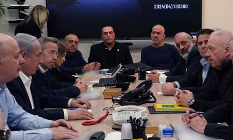 Israel's war cabinet, chaired by Benjamin Netanyahu, meets in Tel Aviv to discuss the drone attack launched by Iran.