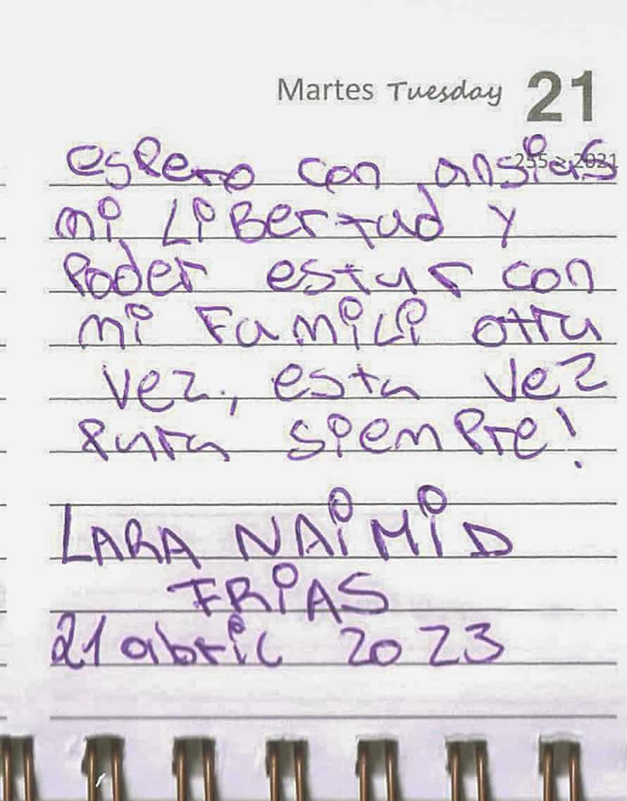 The pages of the detainee diary