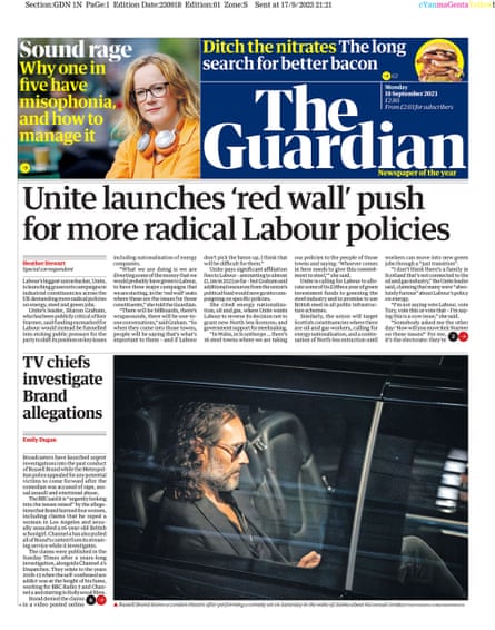 Guardian front page 18 September 2023.