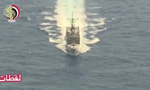An Egyptian military search boat takes part in the search operation for EgyptAir flight MS804.