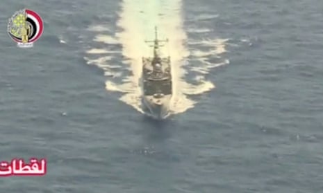 An Egyptian military search boat takes part in the search operation for EgyptAir flight MS804.