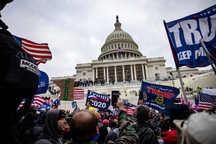 Pro-Trump supporters storm the Capitol in Washington DC, 6 January 2021.