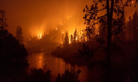 A wildfire in  Klamath national forest north-west of Yreka, California.