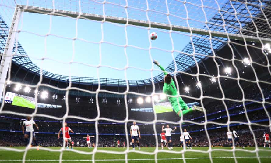 Hugo Lloris of Tottenham Hotspur makes a save.