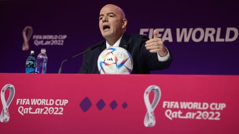 Fifa president Gianni Infantino defends Qatar World Cup in bizarre speech – video