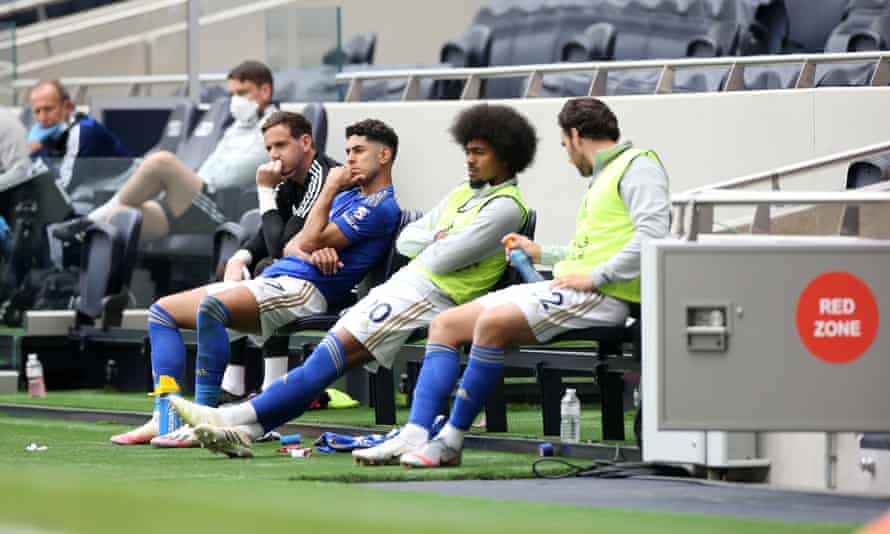 Danny Ward (far left) sits on the bench for Leicester where he has spent most of the last three seasons.