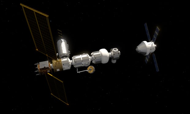 An artist’s impression of the Nasa’s Gateway project’s Orion spacecraft with Heracles ascent element docked.