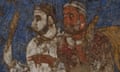 Detail from the 7th-century wall painting from the ‘Hall of the Ambassadors’ in Uzbekistan.