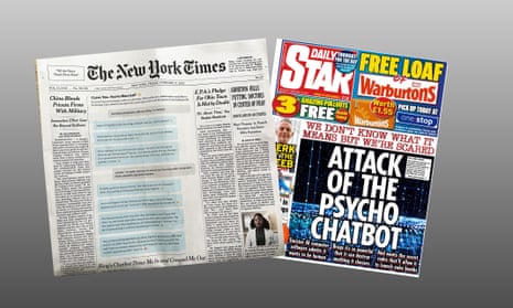 front pages of the new york times and the daily star covering chat gpt