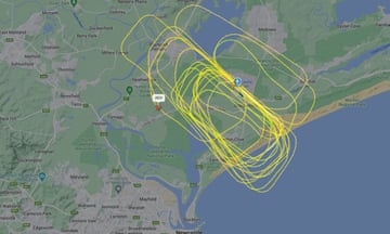 A small plane circled above Newcastle airport on Monday morning with faulty landing gear