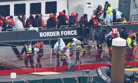 A group of people are brought in to Dover, Kent, onboard a Border Force vessel after a small boat incident in the Channel this week.